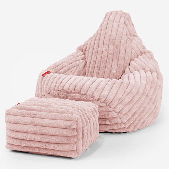 Poltrona Sacco Pouf 'Gioco' - Velluto Felpato Ultra Morbido Rosa Antico 01