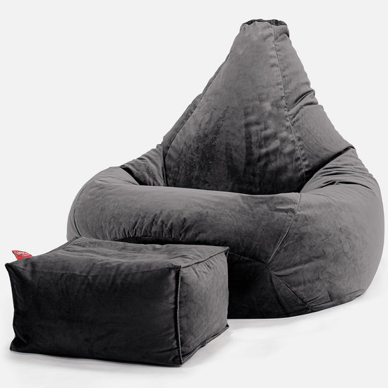 Poltrona Sacco Pouf 'Gioco' - Velluto Grafite 01