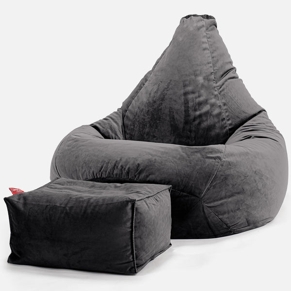 Poltrona Sacco Pouf 'Gioco' - Velluto Grafite 01