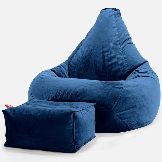 Poltrona Sacco Pouf 'Gioco' - Velluto Navy 01