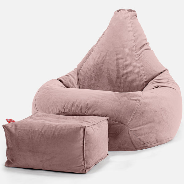 Poltrona Sacco Pouf 'Gioco' - Velluto Rosa 01