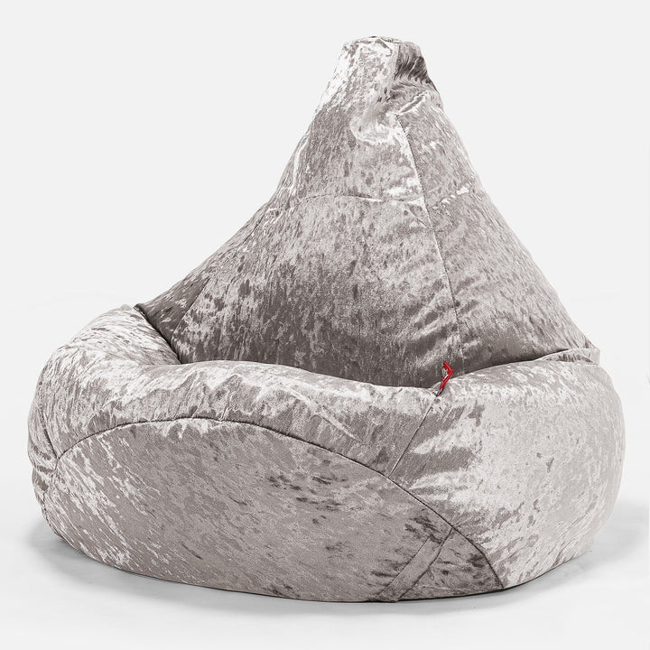 Poltrona Sacco Pouf 'Gioco' - Velluto Vintage Argento 02