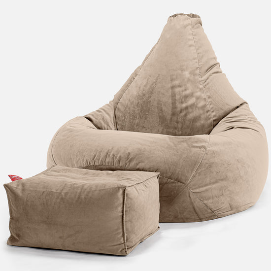 Poltrona Sacco Pouf 'Gioco' - Velluto Visone 01