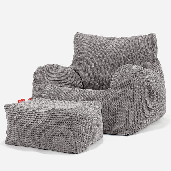 Poltrona Sacco,  Pouf - Pompon Carbone Grigio 01