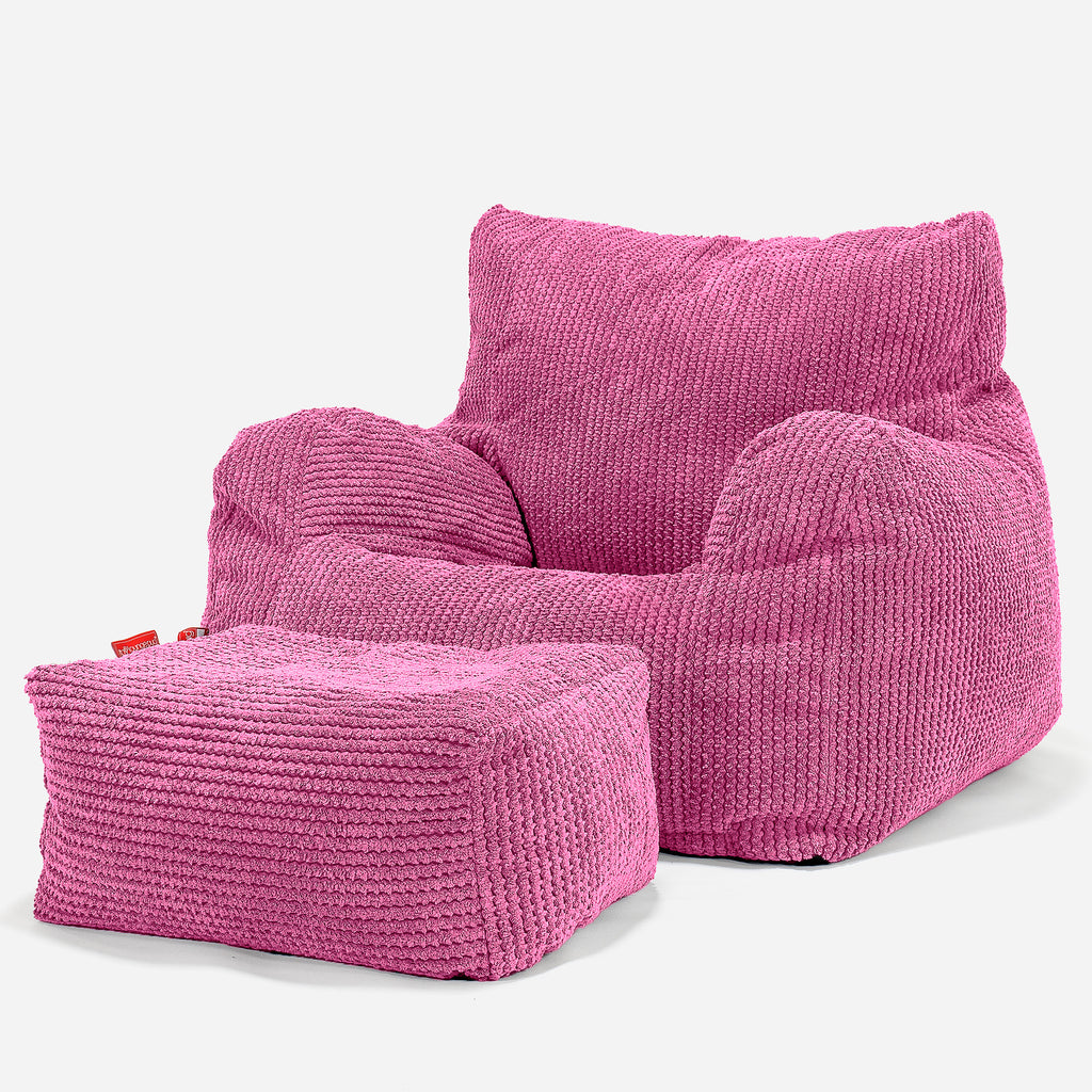Poltrona Sacco,  Pouf - Pompon Rosa 02