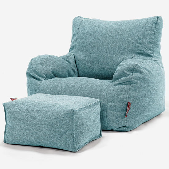 Poltrona Sacco,  Pouf - Tessuto in Lana Interalli Acqua 02