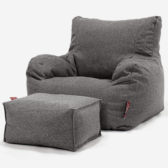 Poltrona Sacco,  Pouf - Tessuto in Lana Interalli Grigio 02