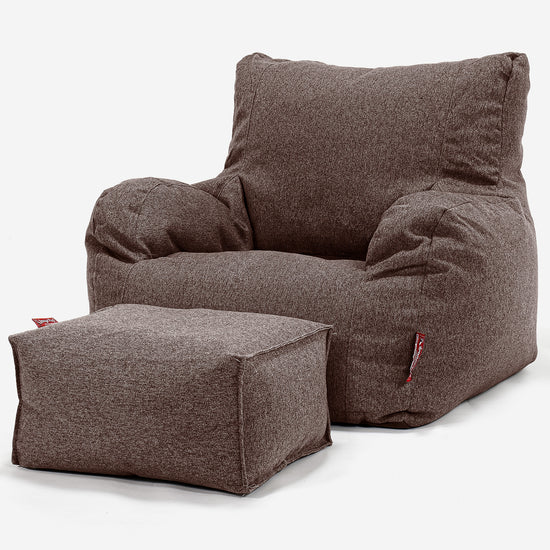 Poltrona Sacco,  Pouf - Tessuto in Lana Interalli Marrone 02