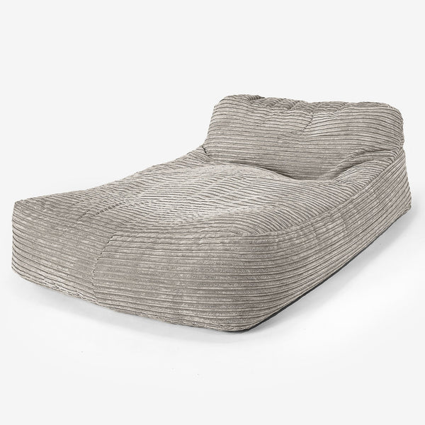Pouf Chaise Longue, 2 Persone - Velluto a Coste Visone 01