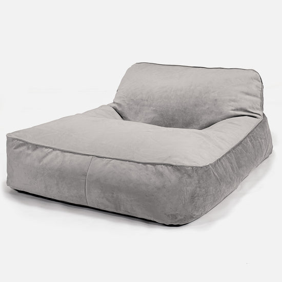 Pouf Chaise Longue, 2 Persone - Velluto Argento 01