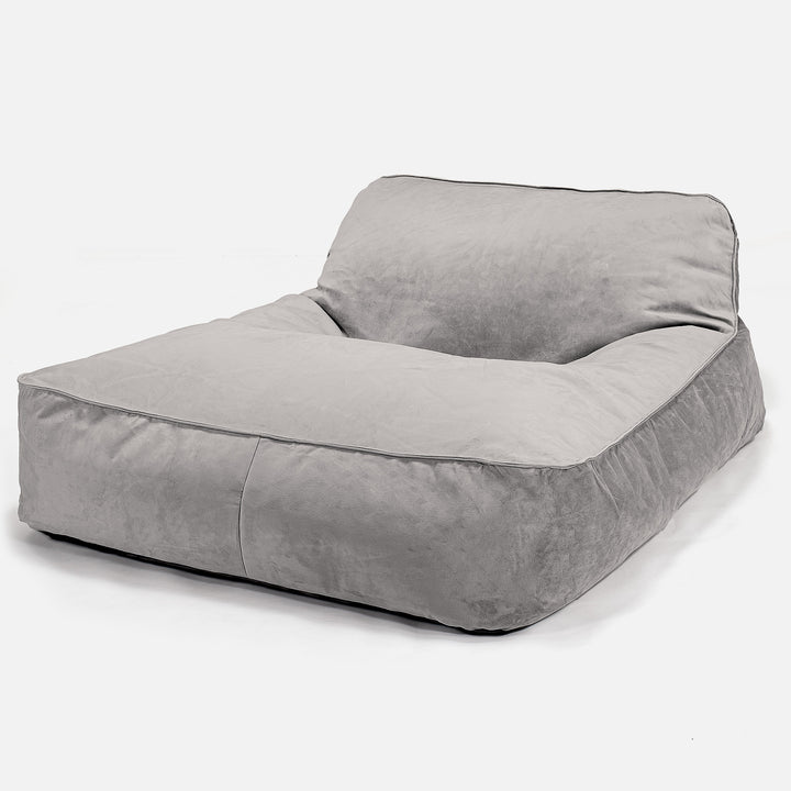 Pouf Chaise Longue, 2 Persone - Velluto Argento 01