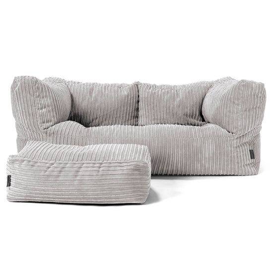 Albert Pouf Divano 2 posti - Velluto a Coste Grigio Argento 02