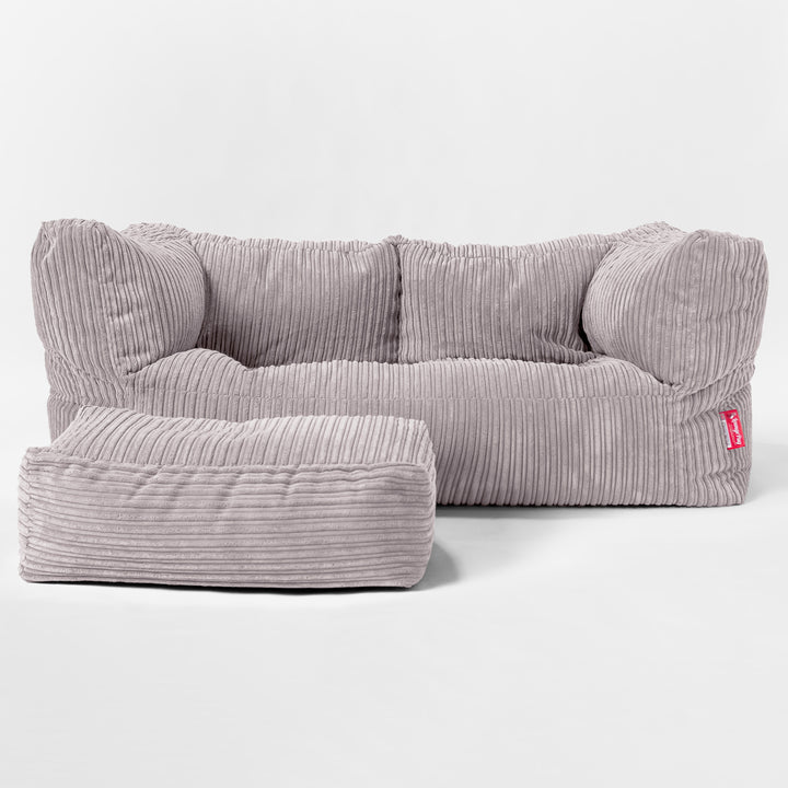 Albert Pouf Divano 2 posti - Velluto a Coste Grigio Argento 02