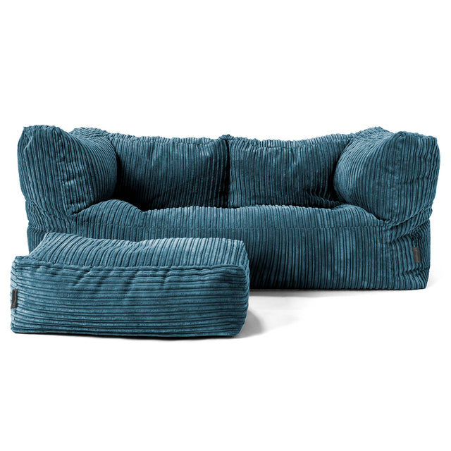 Albert Pouf Divano 2 posti - Velluto a Coste Navy 02
