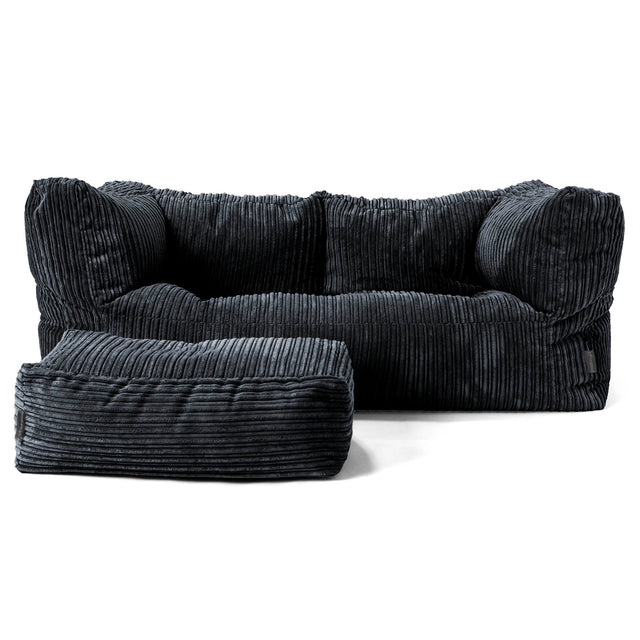 Albert Pouf Divano 2 posti - Velluto a Coste Nero 02