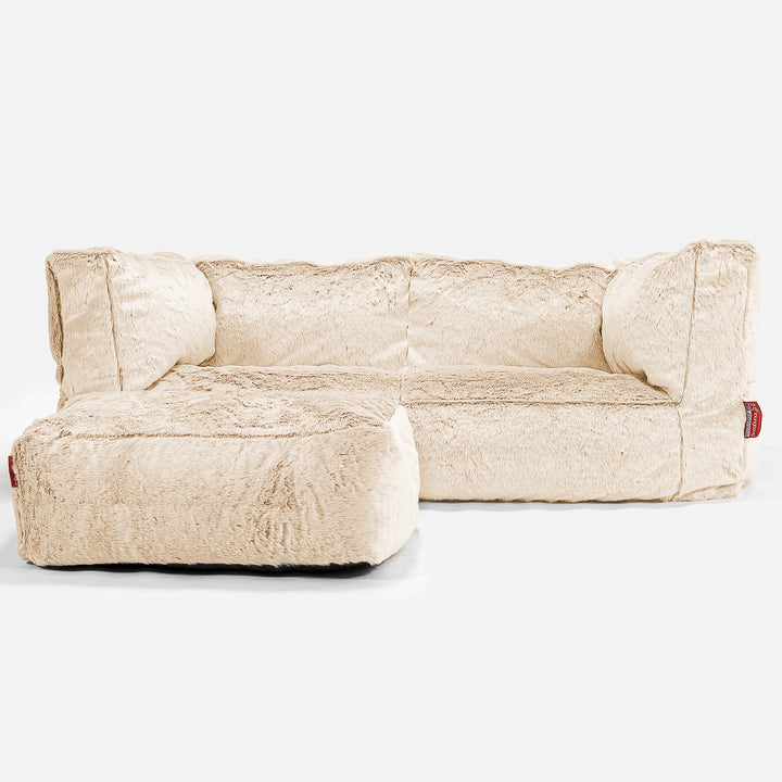 Albert Pouf Divano 2 posti - Eco-pelliccia di Coniglio Bianco 02