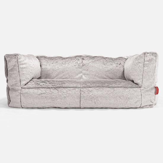 Albert Pouf Divano 2 posti - Eco-pelliccia di Coniglio Grigio Chiaro 01