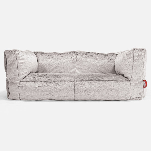 Albert Pouf Divano 2 posti - Eco-pelliccia di Coniglio Grigio Chiaro 01