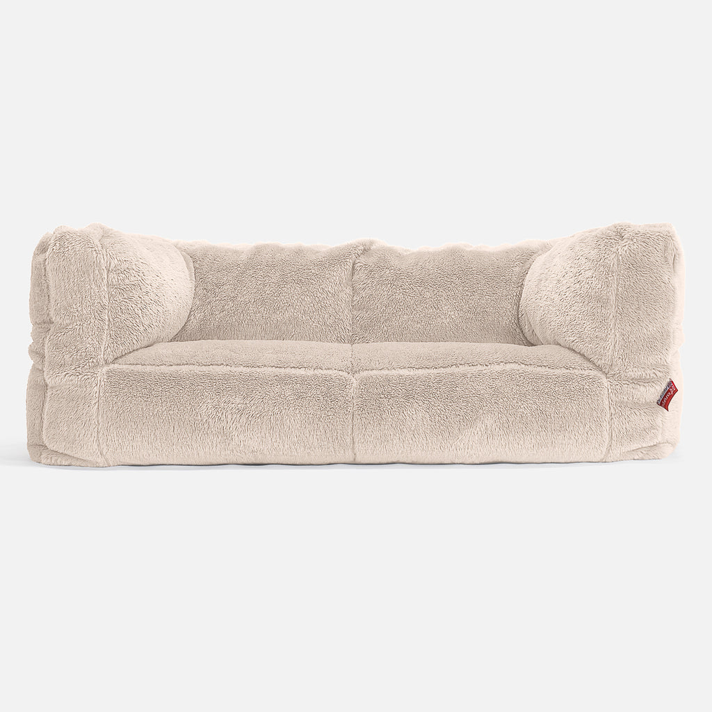 Albert Pouf Divano 2 posti - Eco-pelliccia Orsacchiotto Panna 01