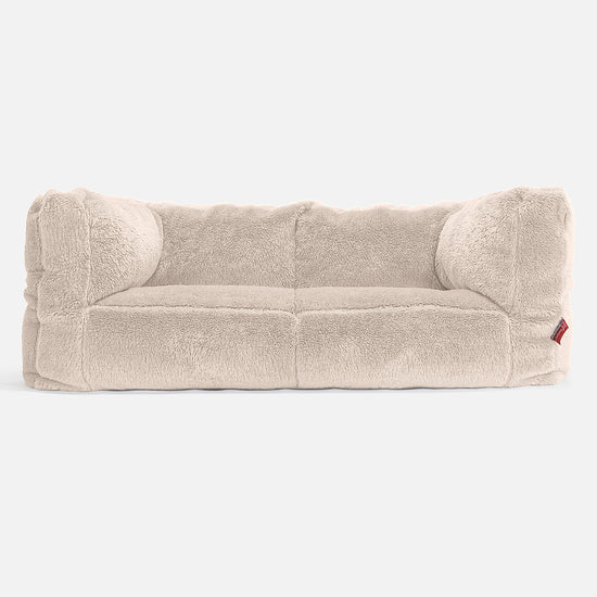Albert Pouf Divano 2 posti - Eco-pelliccia Orsacchiotto Panna 01