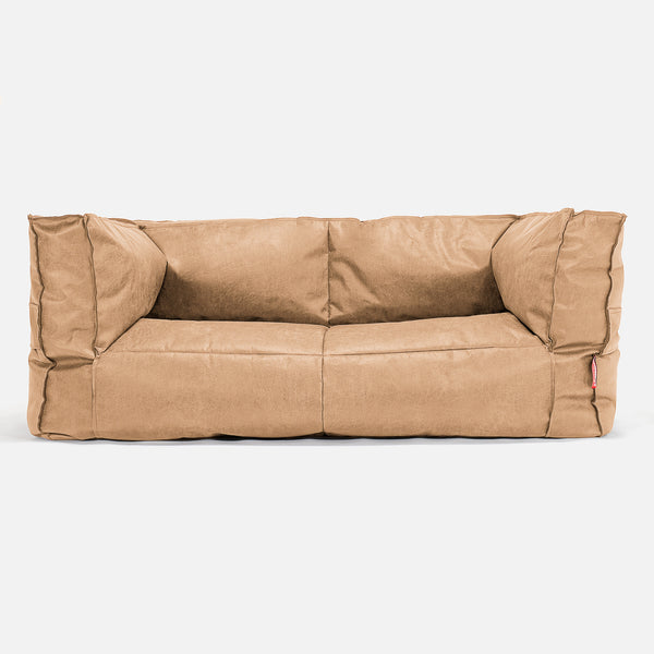 Albert Pouf Divano 2 posti - Pelle Effetto Vintage Marrone Miele 01