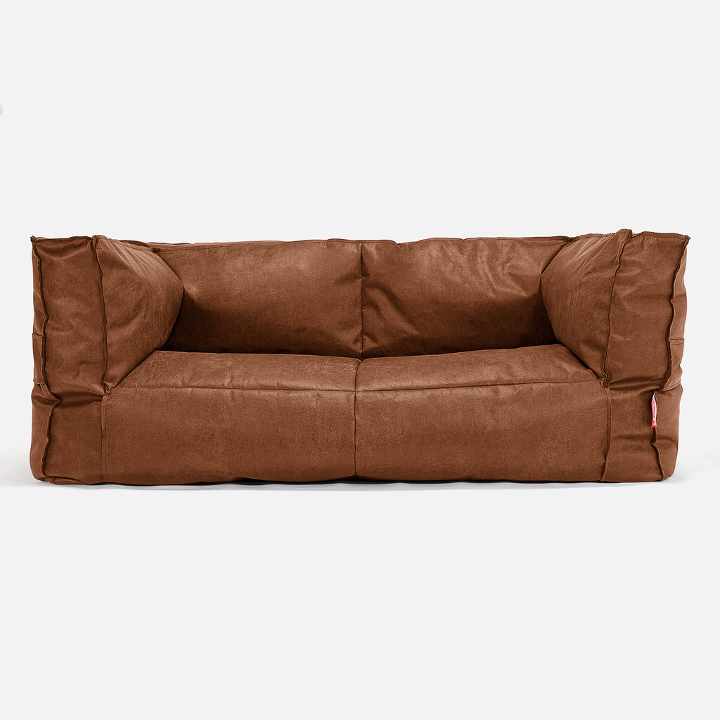 Albert Pouf Divano 2 posti - Pelle Effetto Vintage Tenné 01