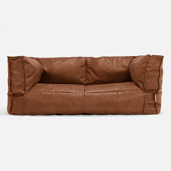Albert Pouf Divano 2 posti - Pelle Effetto Vintage Tenné 01