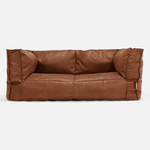 Albert Pouf Divano 2 posti - Pelle Effetto Vintage Tenné 01