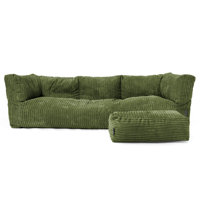 Albert Pouf Divano 3 posti - Velluto a Coste Verde Foresta 02