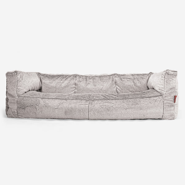 Albert Pouf Divano 3 posti - Eco-pelliccia di Coniglio Grigio Chiaro 01