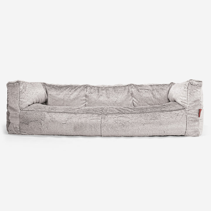 Albert Pouf Divano 3 posti - Eco-pelliccia di Coniglio Grigio Chiaro 01