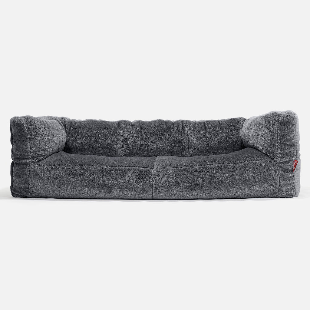 Albert Pouf Divano 3 posti - Eco-pelliccia Orsacchiotto Grigio scuro 01