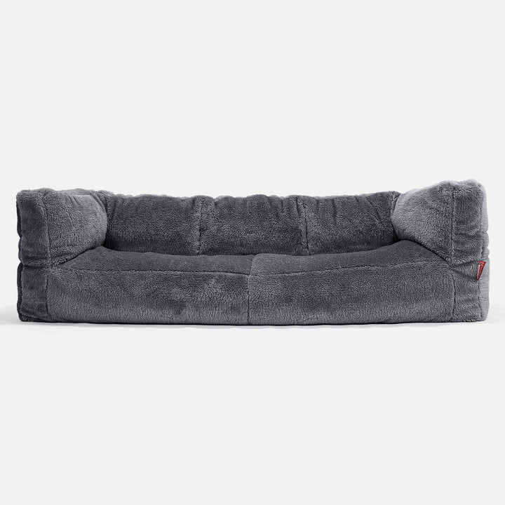 Albert Pouf Divano 3 posti - Eco-pelliccia Orsacchiotto Grigio scuro 01
