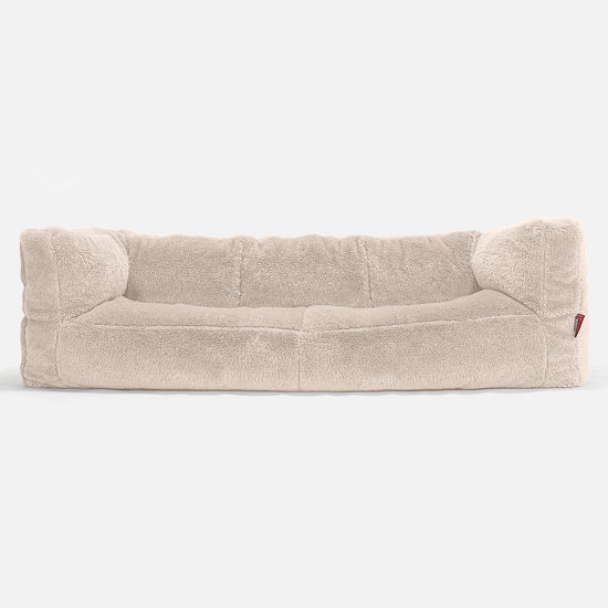 Albert Pouf Divano 3 posti - Eco-pelliccia Orsacchiotto Panna 01