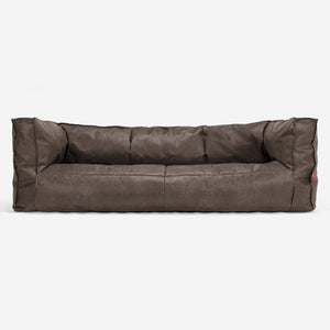 Albert Pouf Divano 3 posti - Pelle Effetto Vintage Ardesia Naturale