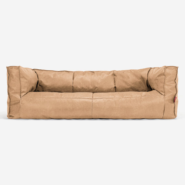 Albert Pouf Divano 3 posti - Pelle Effetto Vintage Marrone Miele 01