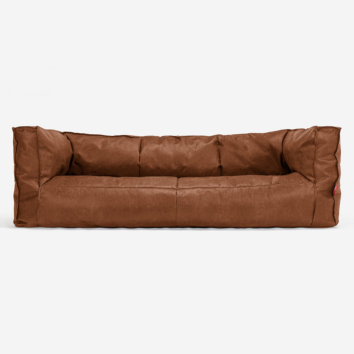 Albert Pouf Divano 3 posti - Pelle Effetto Vintage Tenné 01