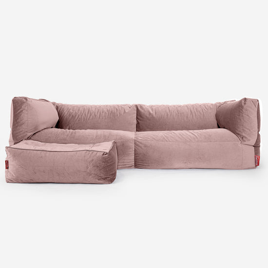 Albert Pouf Divano 3 posti - Velluto Rosa 02