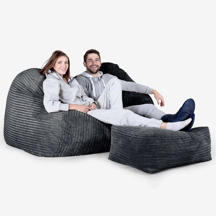 Pouf Divano Gigante - Velluto a Coste Nero 03