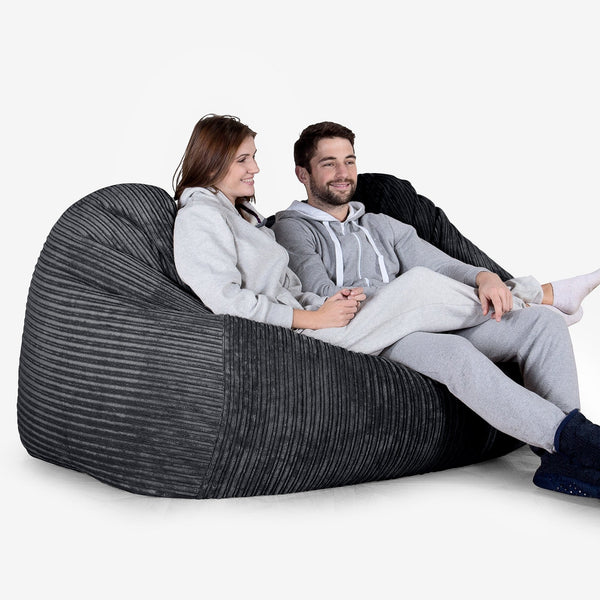 Pouf Divano Gigante - Velluto a Coste Nero 02