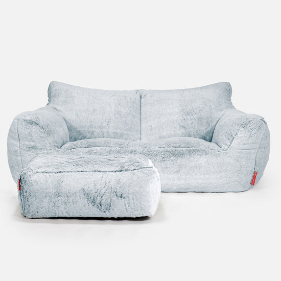 Divano a Sacco Josephine - Eco-pelliccia di Coniglio Azzurro Polvere 02