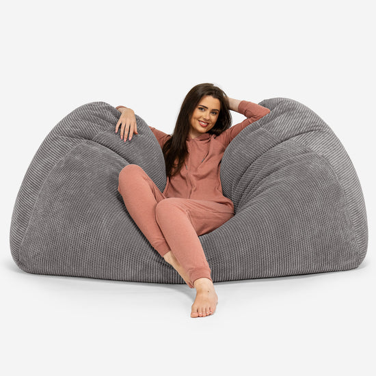 Pouf Divano Gigante - Pompon Carbone Grigio 02