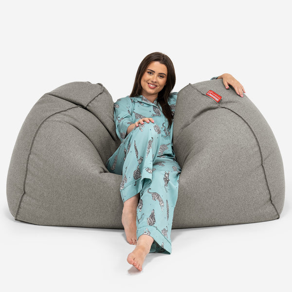 Pouf Divano Gigante - Tessuto in Lana Interalli Argento 02