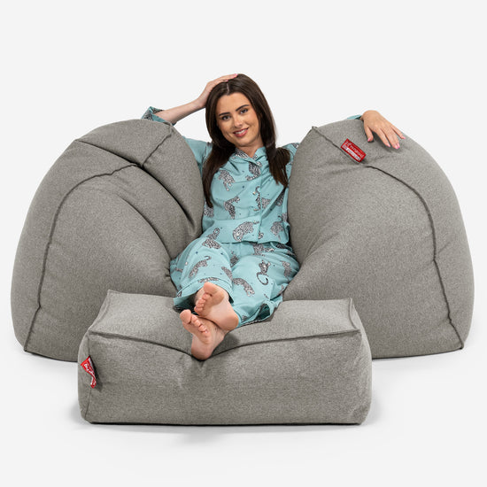Pouf Divano Gigante - Tessuto in Lana Interalli Argento 03