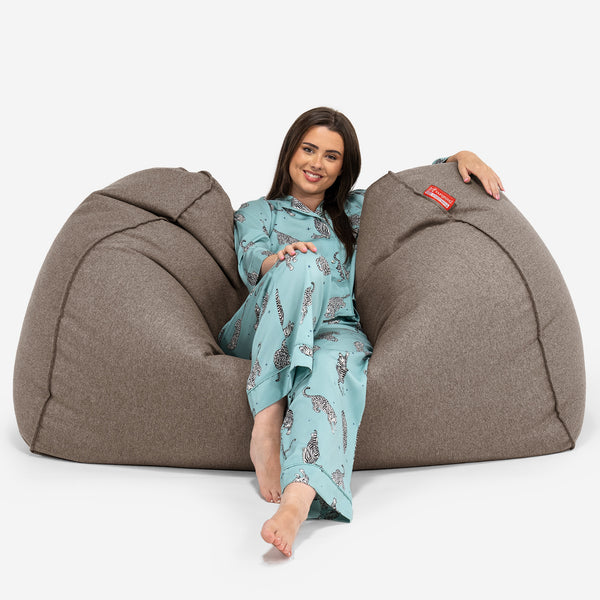 Pouf Divano Gigante - Tessuto in Lana Interalli Biscotto 02
