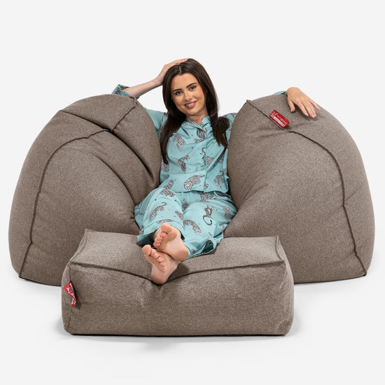 Pouf Divano Gigante - Tessuto in Lana Interalli Biscotto 03