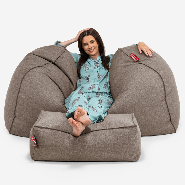 Pouf Divano Gigante - Tessuto in Lana Interalli Biscotto 03