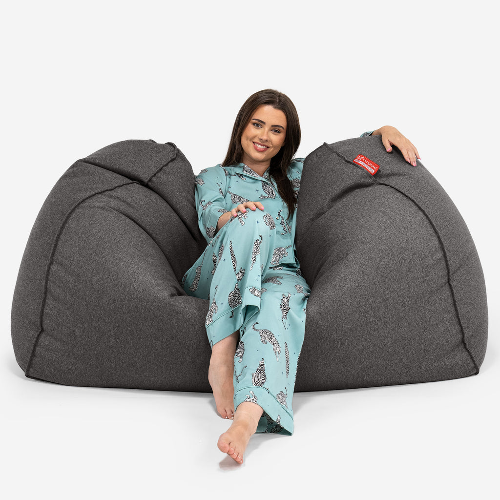 Pouf Divano Gigante - Tessuto in Lana Interalli Grigio 02