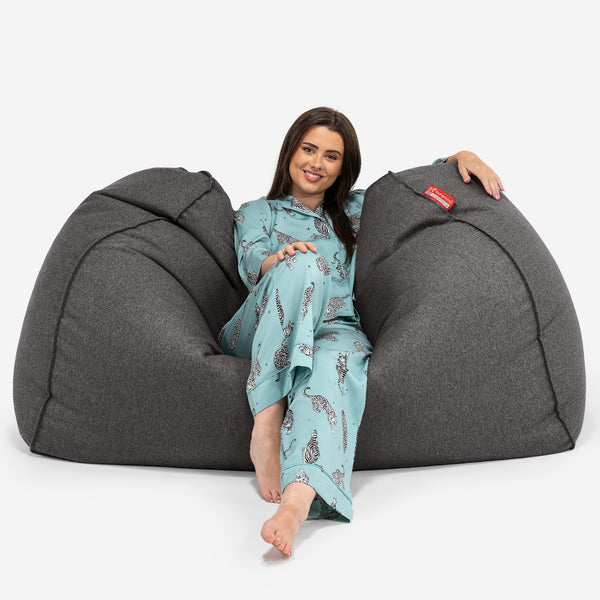 Pouf Divano Gigante - Tessuto in Lana Interalli Grigio 02