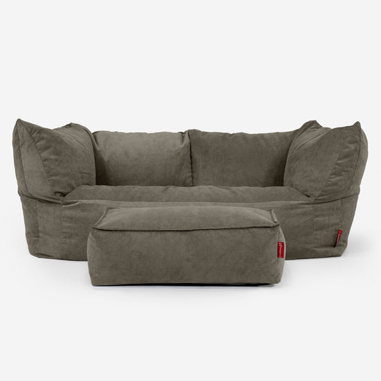 Pouf Divano Ruben - Velluto a Coste Sottili Oliva 02